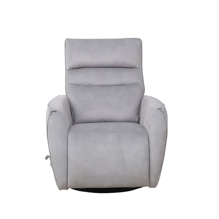 Mezain Silver Grey Rocker Recliner Chair In Fabric Upholstery