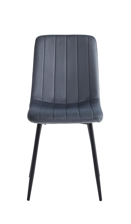 Moris 7-Piece Dining Table Set With Dark Grey Velvet Upholstered Chairs