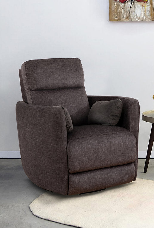 Tacaz Charcoal Manual Recliner Chair In Soft Gun Metal Fabric Upholstery