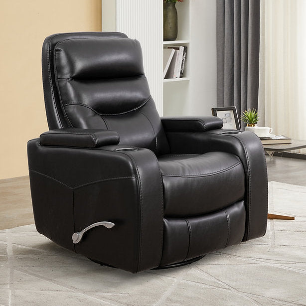 Emery Black Manual Recliner Chair With PU Leather Upholstery