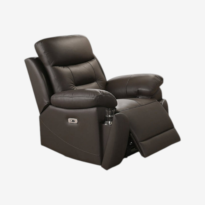 Jersey Chocolate Brown Power Recliner Chair In Genuine Leather
