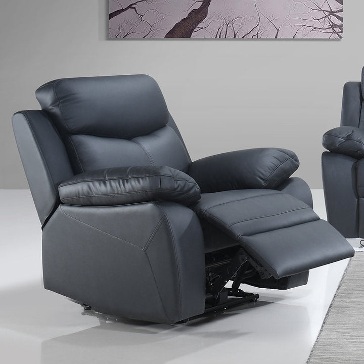 Barrie Black Power Recliner Chair In Leather Upholstery - Side View