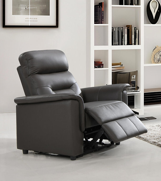 Lords Dark Brown Power Recliner Chair With Leather Upholstery