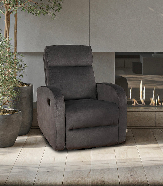 Willgor Charcoal Manual Recliner Chair In Fabric Upholstery