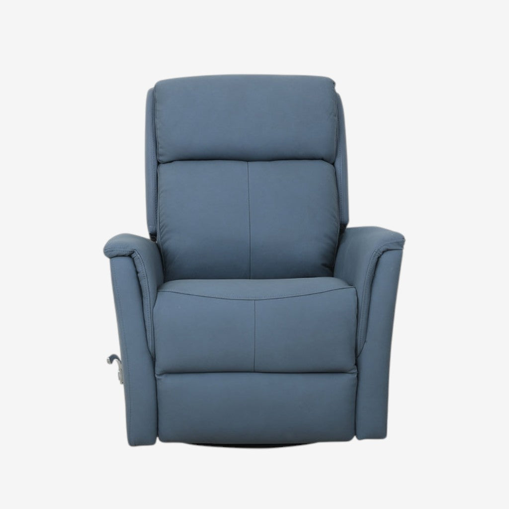 Klassen Blue Rocker Recliner Chair In Leather Upholstery