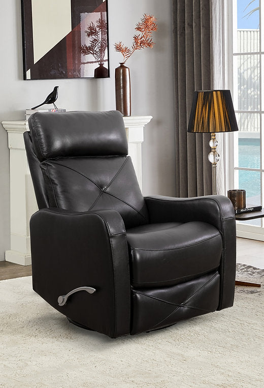 Aspen Black Manual Recliner In Leather Upholstery