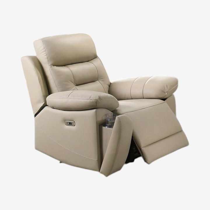 Jersey Beige Power Recliner Chair In Genuine Leather