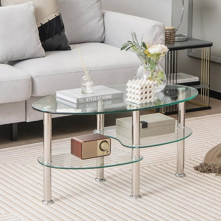 Merci Coffee Table With Clear Tempered Glass Top