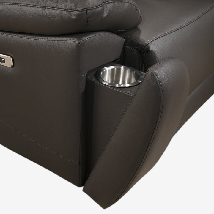 Jersey Chocolate Brown Power Recliner Chair In Genuine Leather