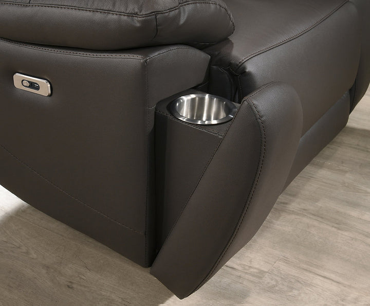 Jersey Chocolate Brown Power Recliner Chair In Leather Upholstery