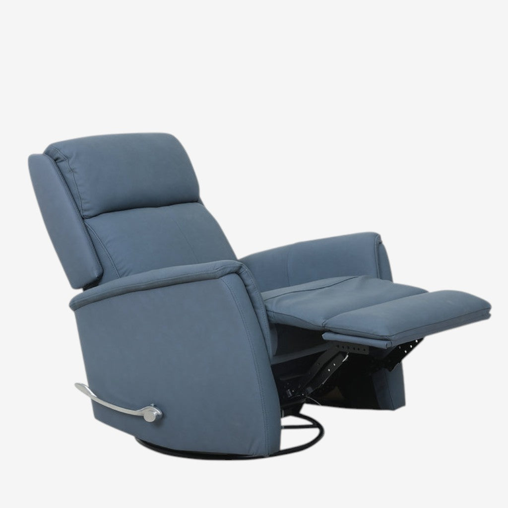 Klassen Blue Rocker Recliner Chair In Leather Upholstery