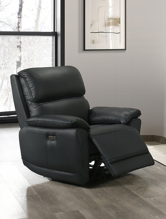 Mclaren Midnight Black Power Recliner Chair In Leather Upholstery