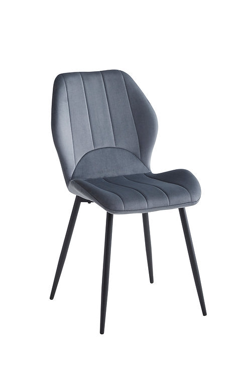 Luis Dining Table Set For 6 With Dark Grey Velvet Upholstered Chairs