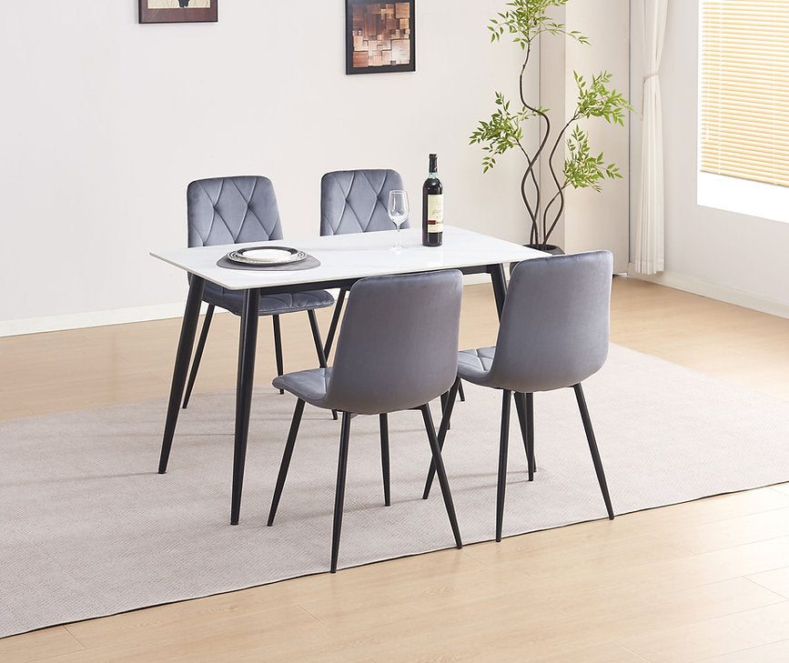 Croft 5-Piece Dining Table Set With Velvet Upholstered Chairs