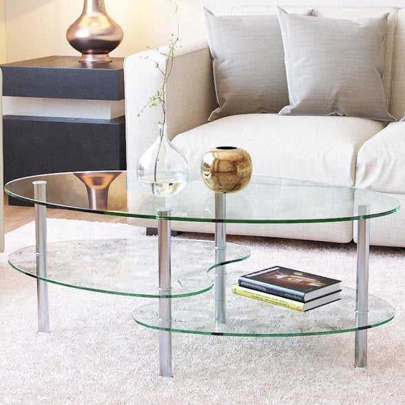 Merci Coffee Table With Clear Tempered Glass Top