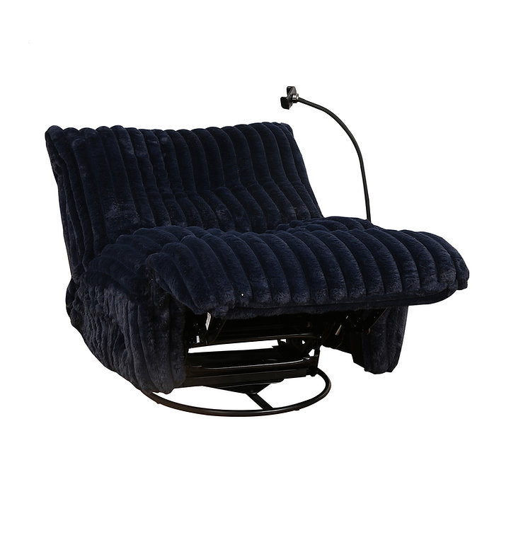 Viscal Navy Blue Manual Recliner Chair With Fabric Upholstery