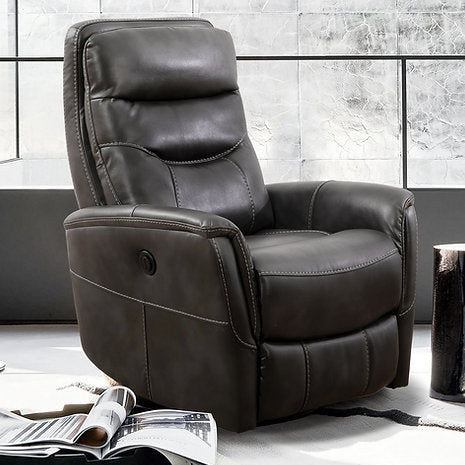 Mufin Dark Grey Power Recliner Chair With PU Leather Upholstery