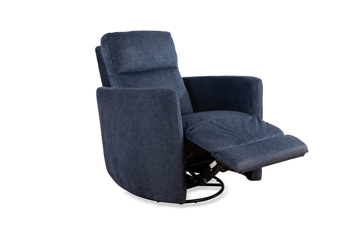 Tacaz Blue Manual Recliner Chair In Soft Gun Metal Fabric Upholstery