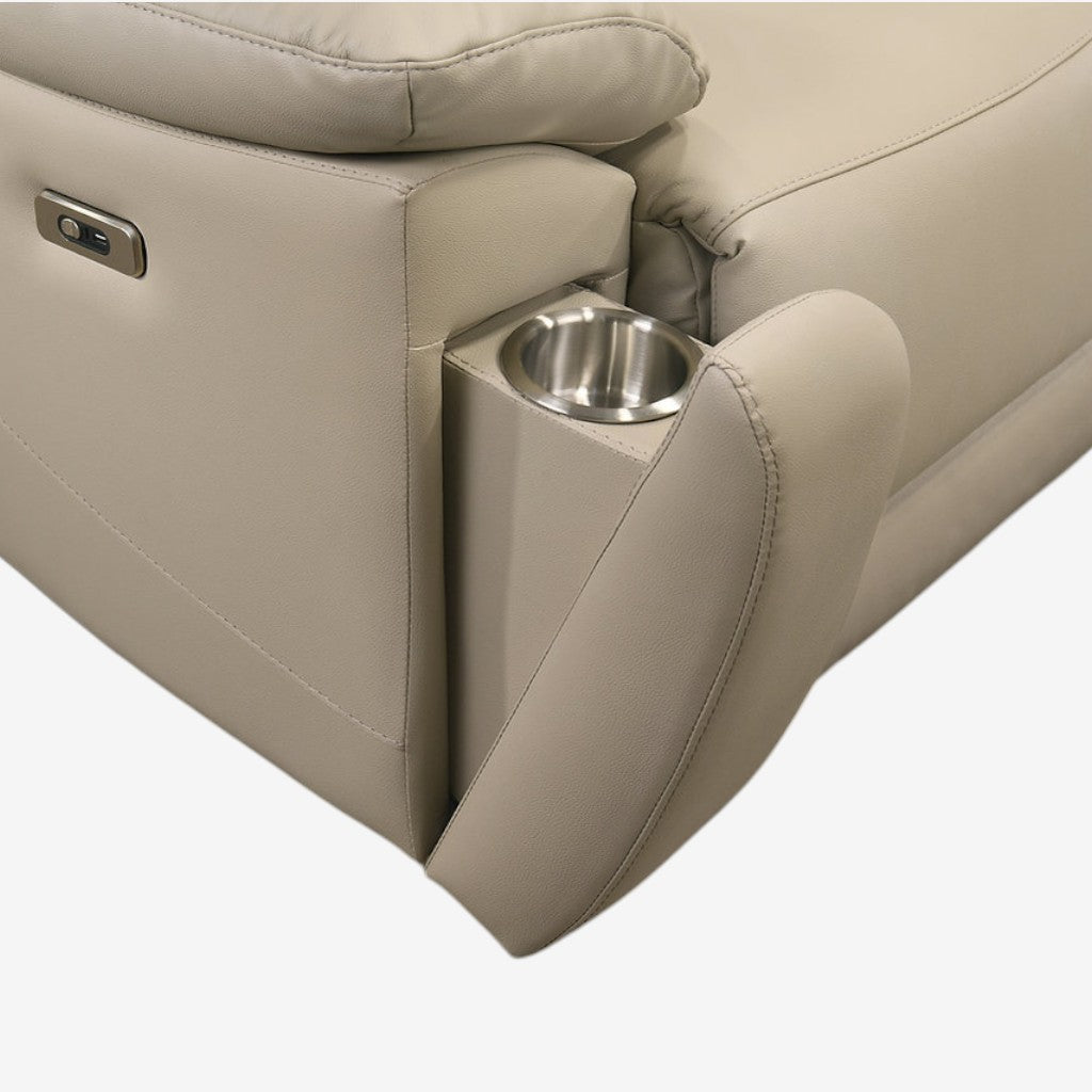 Jersey Beige Power Recliner Chair In Genuine Leather