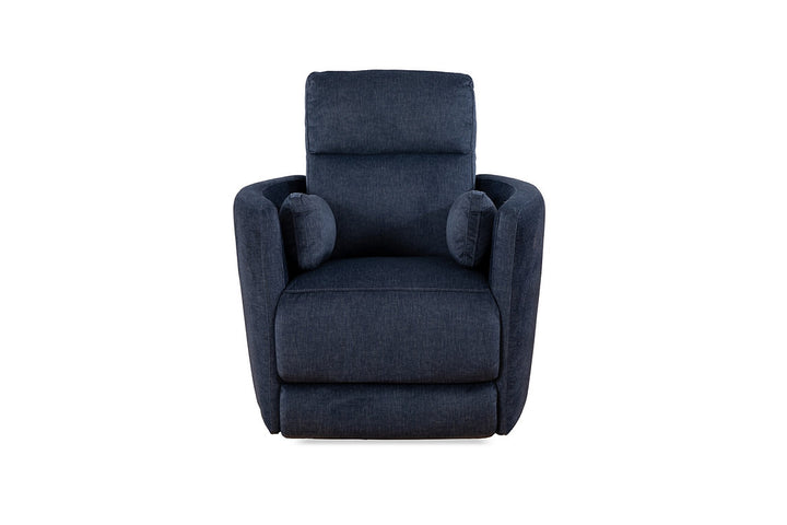 Tacaz Blue Manual Recliner Chair In Soft Gun Metal Fabric Upholstery