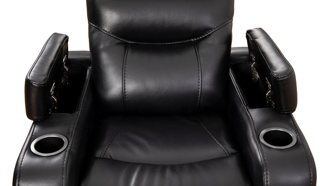 Emery Black Manual Recliner Chair With PU Leather Upholstery