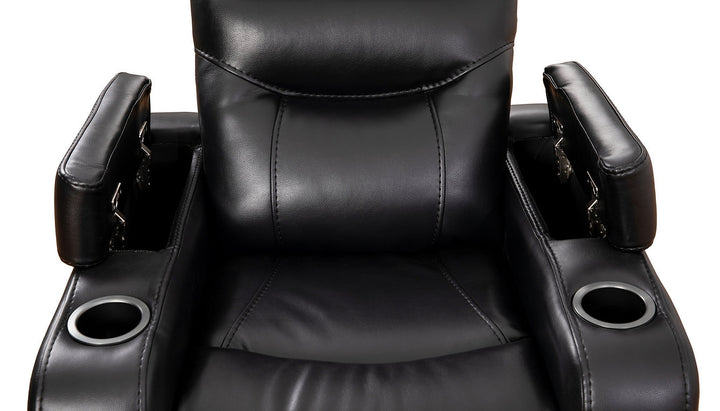 Emery Black Manual Recliner Chair With PU Leather Upholstery