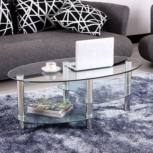 Merci Coffee Table With Clear Tempered Glass Top