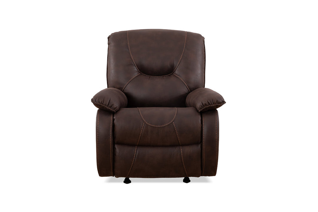 Eburn Brown Manual Rocking Chair In Elephant Skin Fabric Upholstery