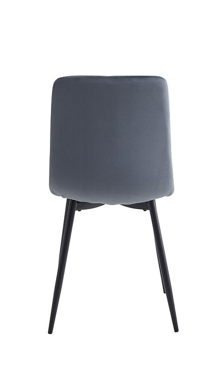 Moris 7-Piece Dining Table Set With Dark Grey Velvet Upholstered Chairs
