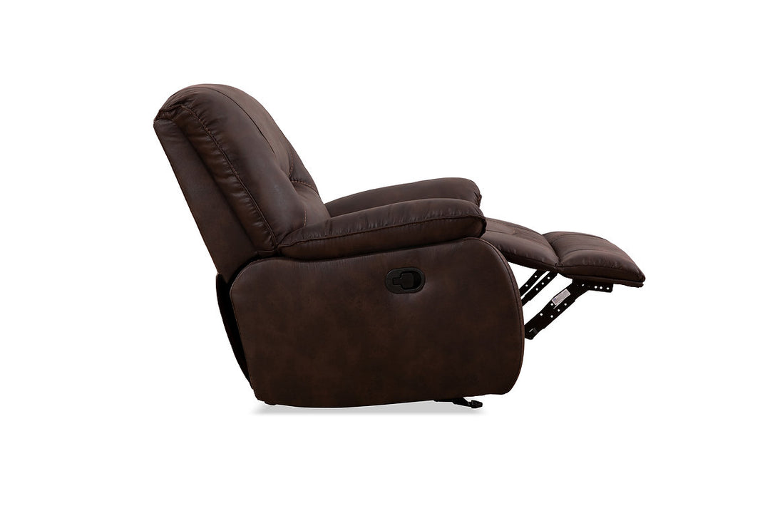 Eburn Brown Manual Rocking Chair In Elephant Skin Fabric Upholstery