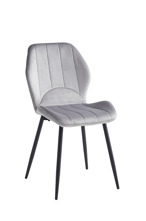 Luis Dining Table Set For 6 With Light Grey Velvet Upholstered Chairs