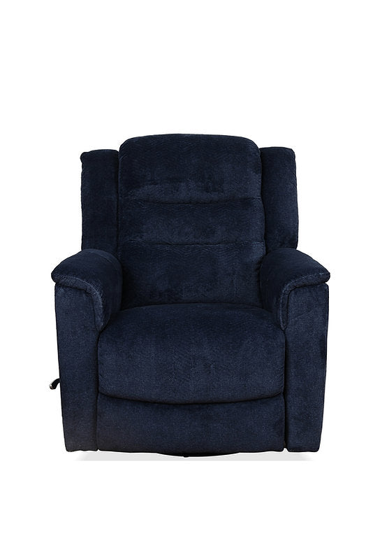 Langer Deep Blue Manual Recliner Chair In Fabric Upholstery