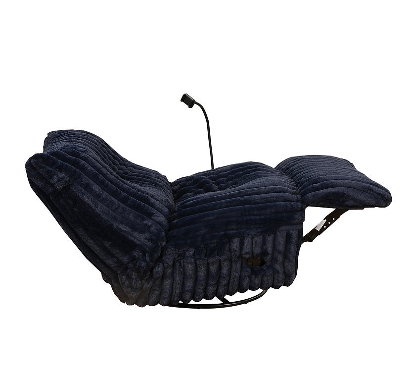 Viscal Navy Blue Manual Recliner Chair With Fabric Upholstery