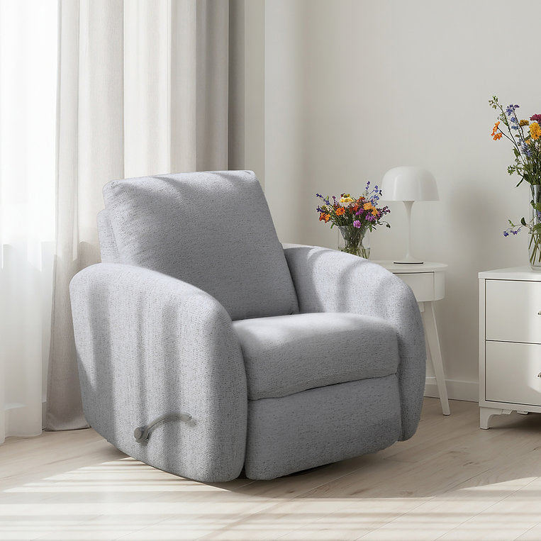 Robin Light Grey Manual Recliner Chair In Fabric Upholstery