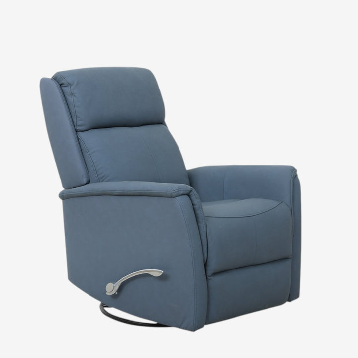 Klassen Blue Rocker Recliner Chair In Leather Upholstery