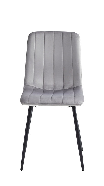 Moris 7-Piece Dining Table Set With Light Grey Velvet Upholstered Chairs