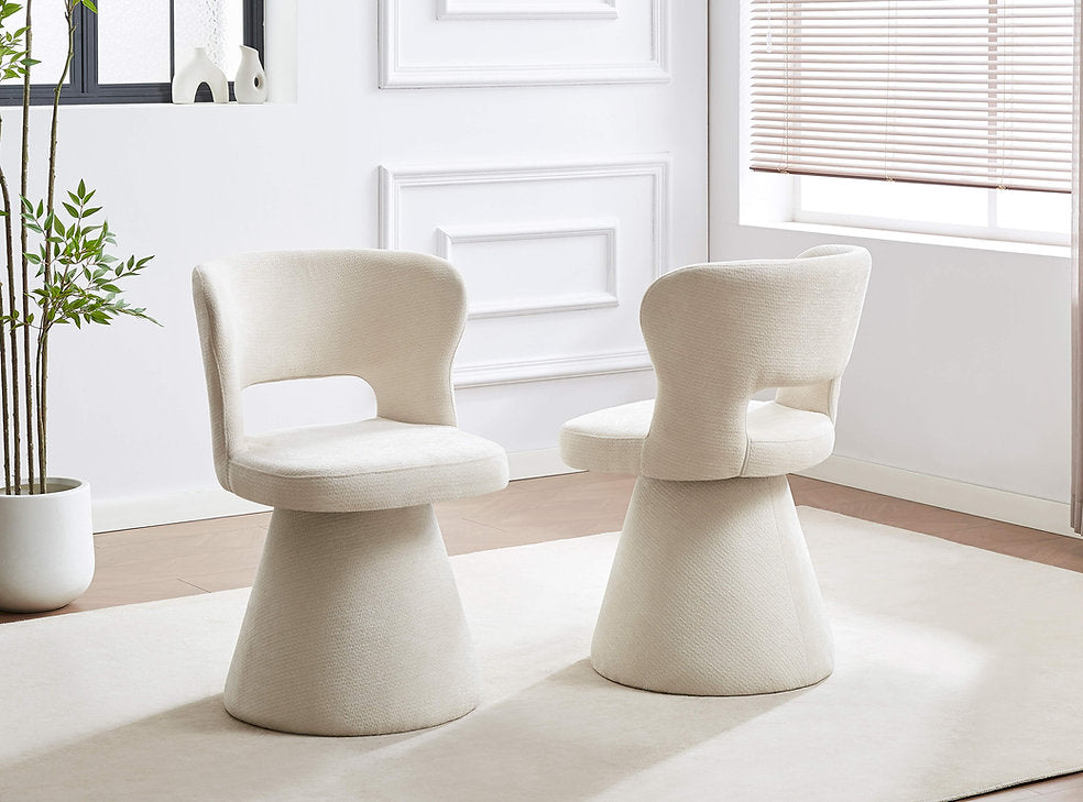 Piko Cream 5-Piece Dining Table Set With Fabric Upholstered Chairs