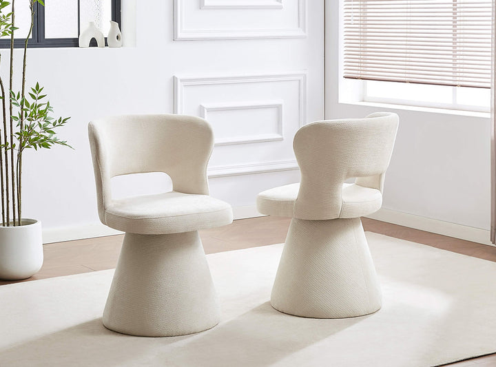 Piko Cream 5-Piece Dining Table Set With Fabric Upholstered Chairs