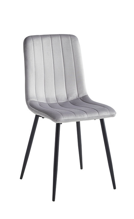Moris 7-Piece Dining Table Set With Light Grey Velvet Upholstered Chairs