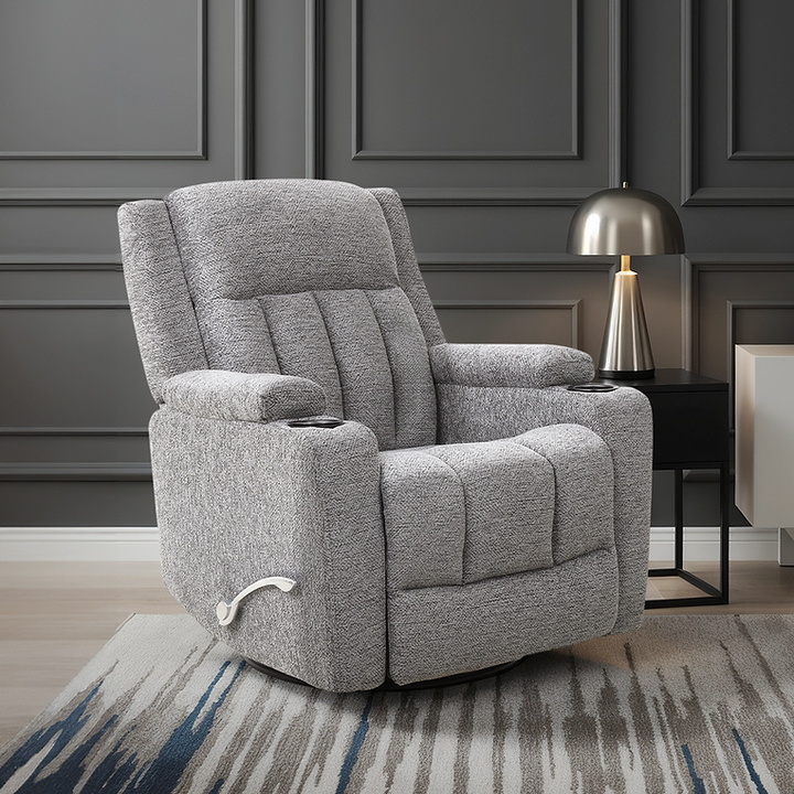 Neutron Grey Rocker Recliner Chair In Fabric Upholstery
