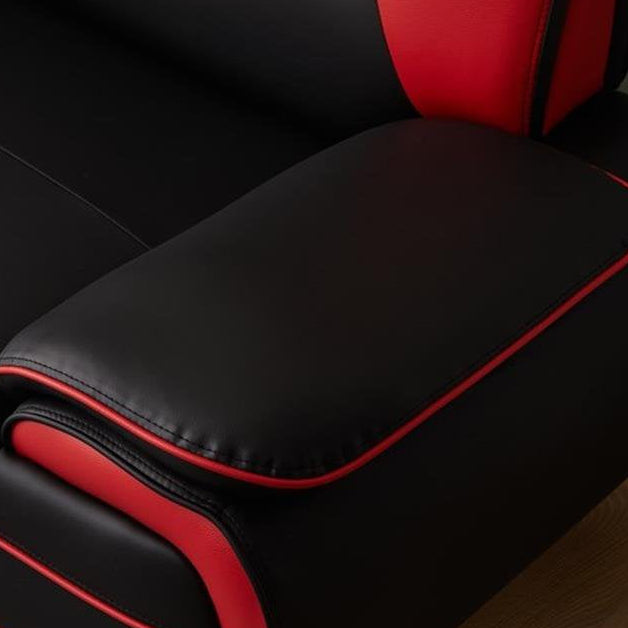 Munic Black &amp; Red 3-Piece Sofa Set In Faux Leather Upholstery