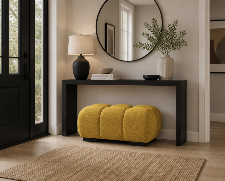 Wise Fabric Upholstered Yellow Bubble Accent Ottoman