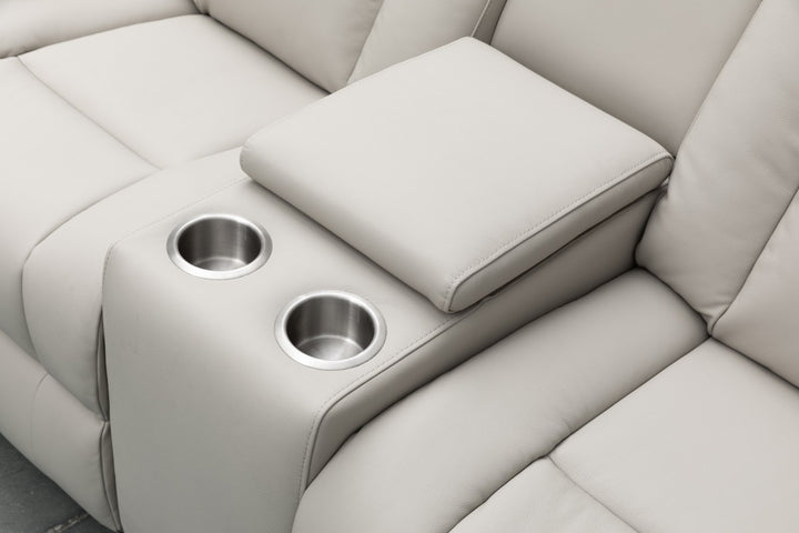 Sudex Beige Power Recliner Loveseat in Top Grain Leather