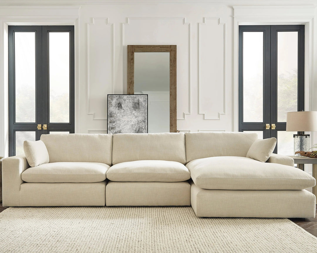 10006S4 Elyza 3-Piece RAF Sectional Sofa in Fabric Upholstery - Linen | Signature Design By Ashley