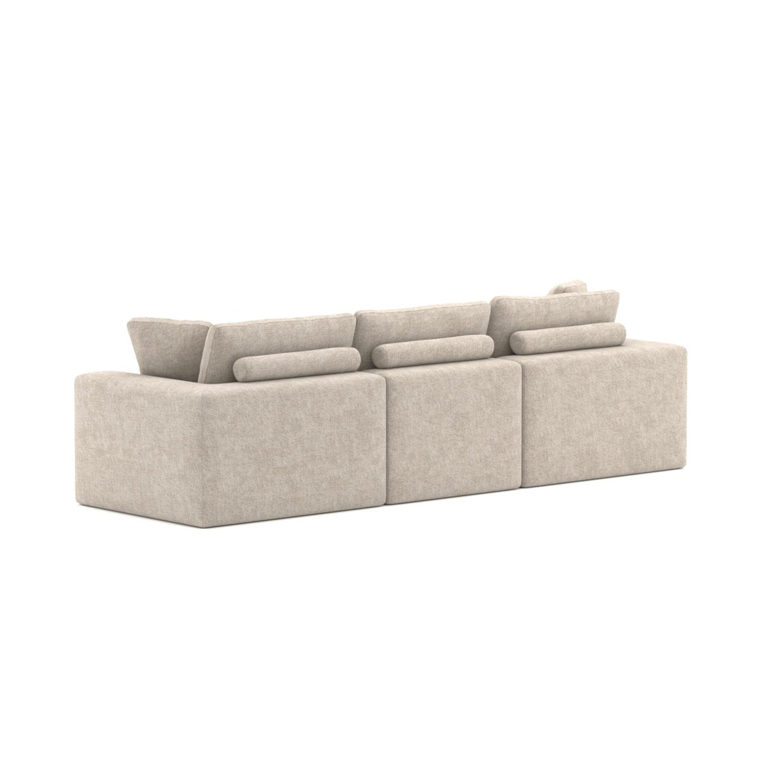 Laviar Fabric Upholstered Beige Sectional Sofa With Chaise