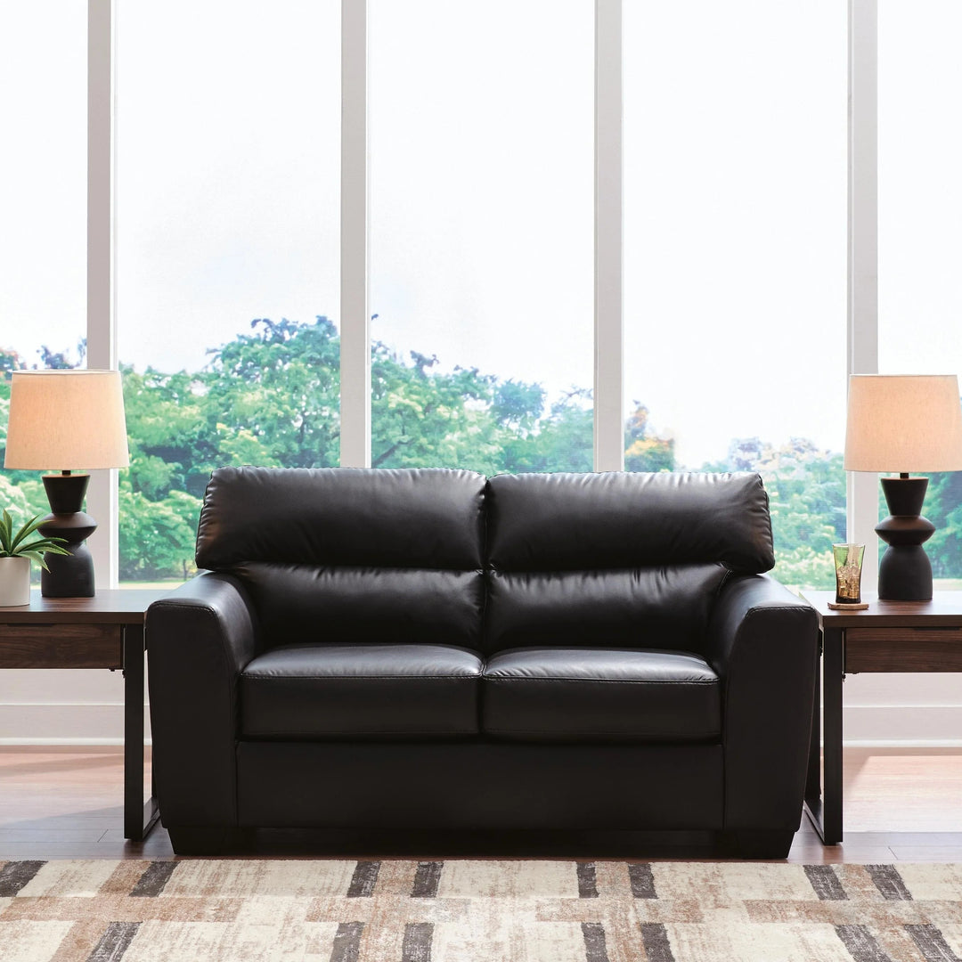 PC6980435 Glennbre Loveseat In Leatherette Upholstery - Midnight | Signature Design By Ashley