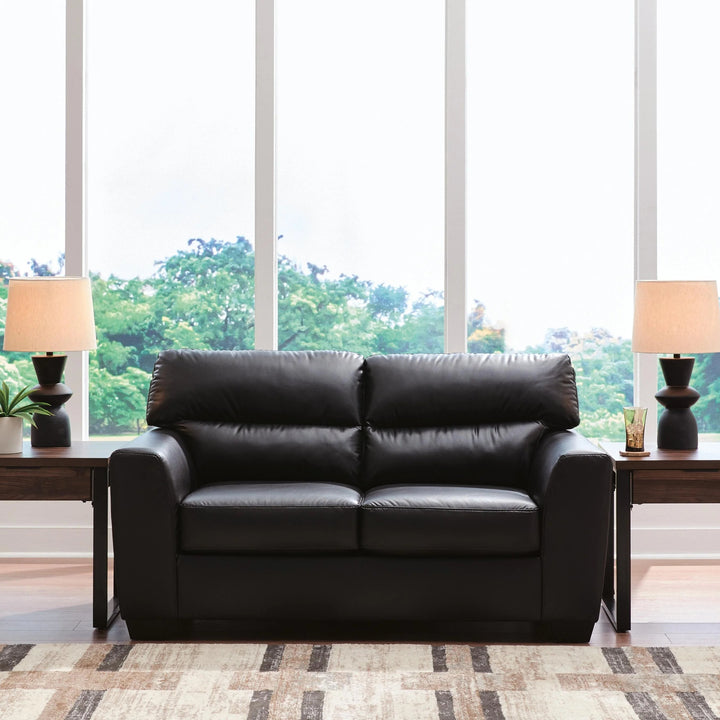 PC6980435 Glennbre Loveseat In Leatherette Upholstery - Midnight | Signature Design By Ashley