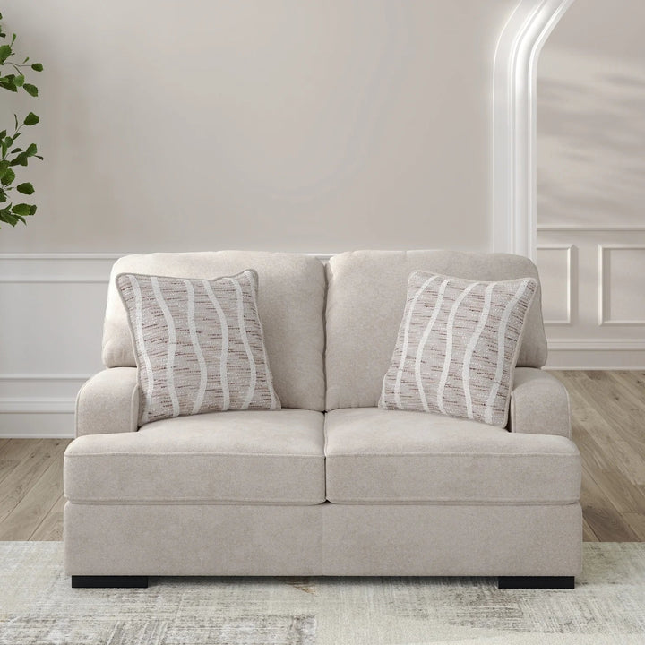 5990235 High Profile Loveseat In Fabric Upholstery - Taupe | Benchcraft By Ashley