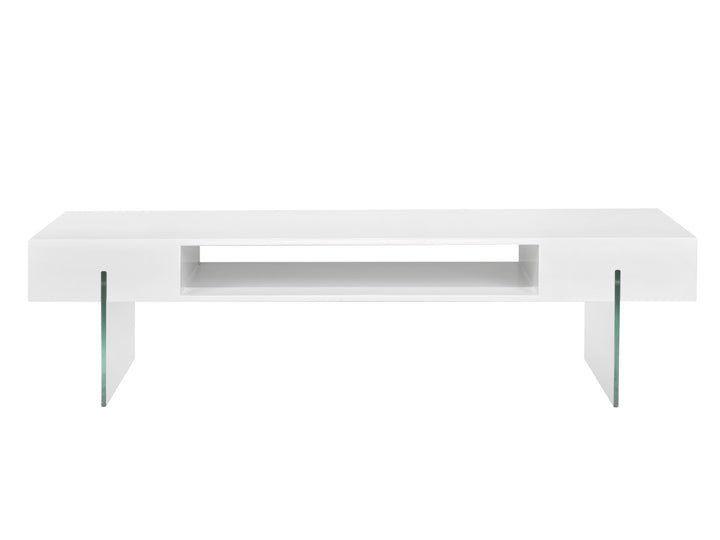 Pearl Sleek TV Stand With Tempered Glass Frame - White