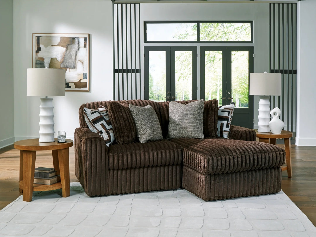 Midnight-madness 2-Piece Fabric Sectional Sofa With Chaise - Chocolate | Signature Design By Ashley